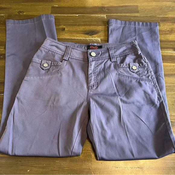 D&G Purple Pants Straight Leg Vintage Logo Cropped Y2K 90's Edgy 27 Jeans - Picture 1 of 15